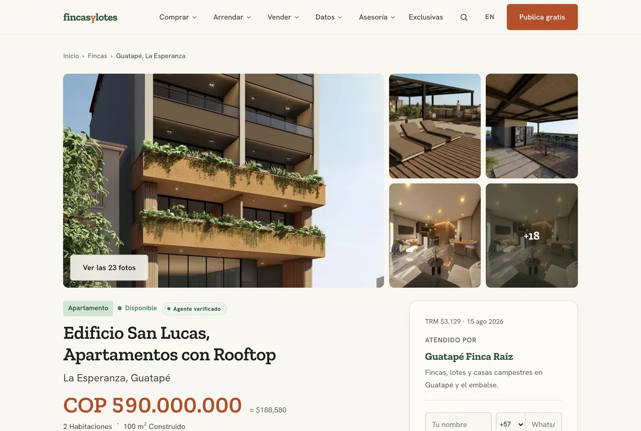 Una ficha publicada en Fincas y Lotes con fotografía profesional