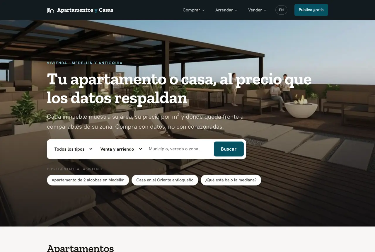 apartamentosycasas.com.co, en producción